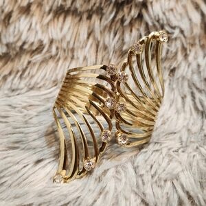 Gold Statement Bracelet with Crystals